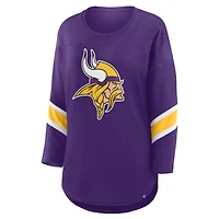 T-shirt violet à manches 3/4 Fanatics pour femme des Vikings du Minnesota Redzone