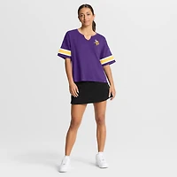 T-shirt violet Fanatics pour femme, motif Redzone Curl Route des Vikings du Minnesota