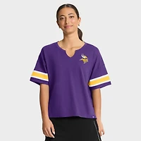 T-shirt violet Fanatics pour femme, motif Redzone Curl Route des Vikings du Minnesota