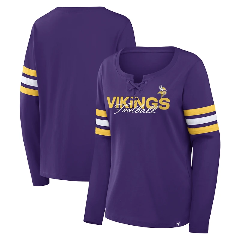T-shirt à manches longues lacets Fanatics Purple Minnesota Vikings pour femmes