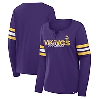 T-shirt à manches longues lacets Fanatics Purple Minnesota Vikings pour femmes