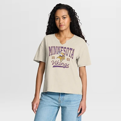 Women's Fanatics Tan Minnesota Vikings Heritage Stadium Slub Boxy T-Shirt