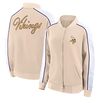 Veste universitaire à boutons-pression Fanatics Tan Minnesota Vikings Lounge pour femmes