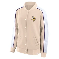 Women's Fanatics Tan Minnesota Vikings Lounge Full-Snap Varsity Jacket