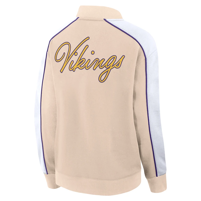 Women's Fanatics Tan Minnesota Vikings Lounge Full-Snap Varsity Jacket
