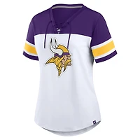 Women's Fanatics White/Purple Minnesota Vikings Athena Rhinestone Lace-Up V-Neck T-Shirt