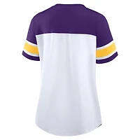 Women's Fanatics White/Purple Minnesota Vikings Athena Rhinestone Lace-Up V-Neck T-Shirt