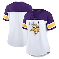 Women's Fanatics White/Purple Minnesota Vikings Athena Rhinestone Lace-Up V-Neck T-Shirt