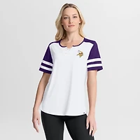 Women's Fanatics White/Purple Minnesota Vikings Touchdown Pass Athena Lace-Up T-Shirt