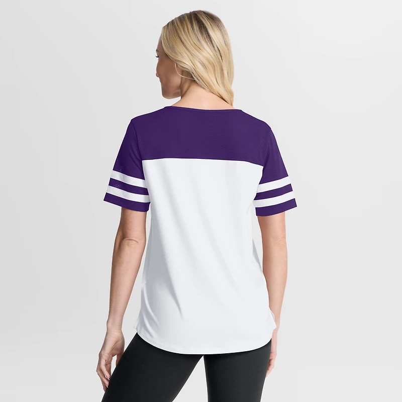 Women's Fanatics White/Purple Minnesota Vikings Touchdown Pass Athena Lace-Up T-Shirt