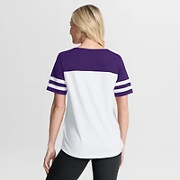 Women's Fanatics White/Purple Minnesota Vikings Touchdown Pass Athena Lace-Up T-Shirt