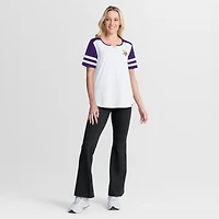 Women's Fanatics White/Purple Minnesota Vikings Touchdown Pass Athena Lace-Up T-Shirt