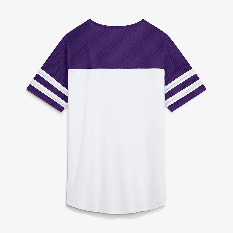 Women's Fanatics White/Purple Minnesota Vikings Touchdown Pass Athena Lace-Up T-Shirt