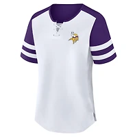 Women's Fanatics White/Purple Minnesota Vikings Touchdown Pass Athena Lace-Up T-Shirt