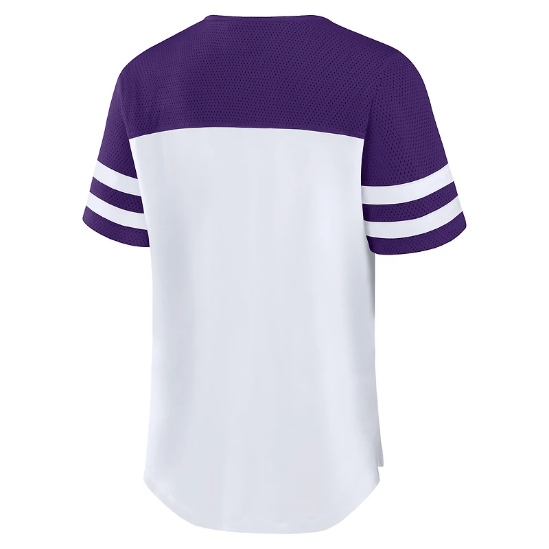 Women's Fanatics White/Purple Minnesota Vikings Touchdown Pass Athena Lace-Up T-Shirt