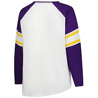 Women's Fanatics White Minnesota Vikings Plus Redzone Lace Up Long Sleeve T-Shirt
