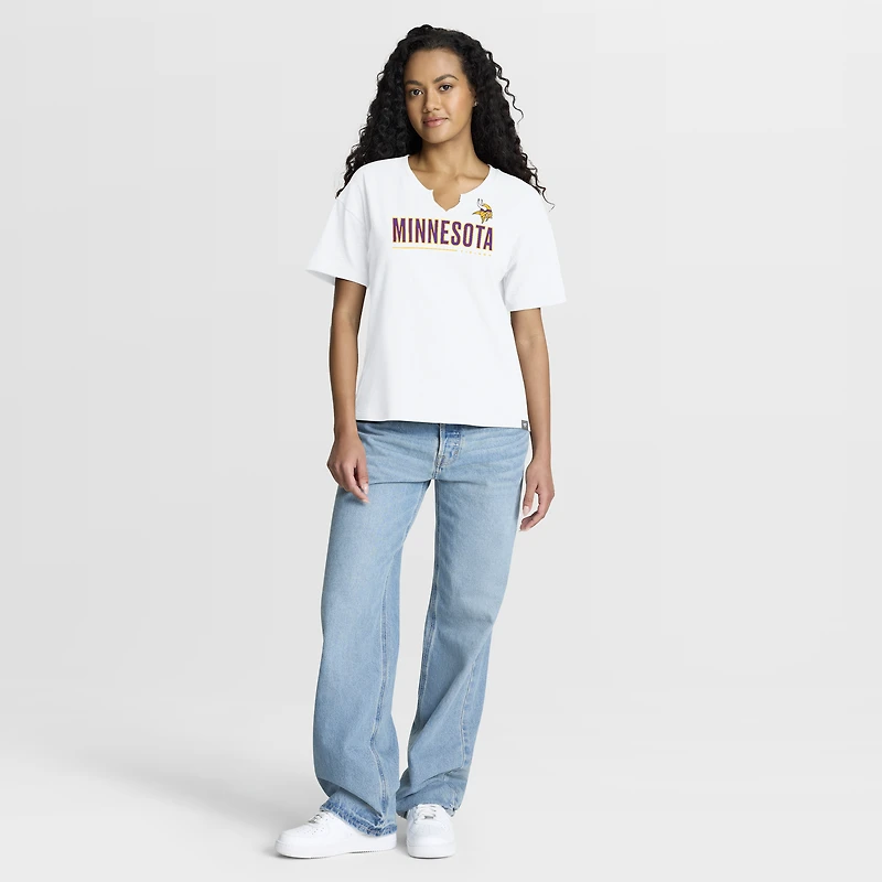 Women's Fanatics White Minnesota Vikings Redzone Slub Boxy T-Shirt