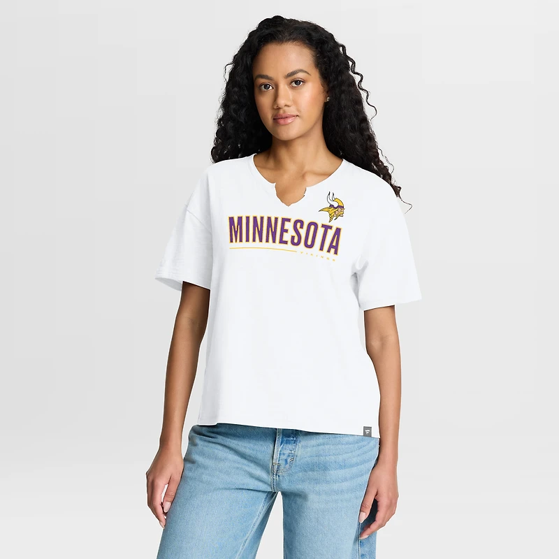 Women's Fanatics White Minnesota Vikings Redzone Slub Boxy T-Shirt