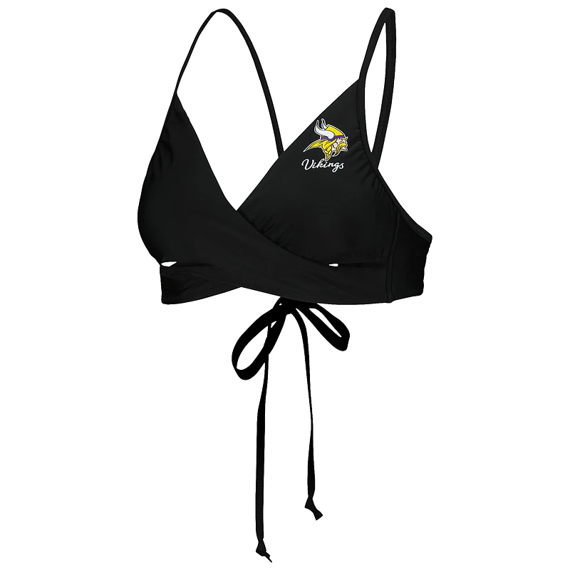 Women's G-III 4Her by Carl Banks Black Minnesota Vikings Hall of Fame Bikini Top