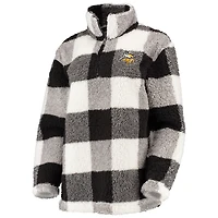 Veste G-III 4Her by Carl Banks noire pour femme Minnesota Vikings Sherpa Plaid Quarter-Zip