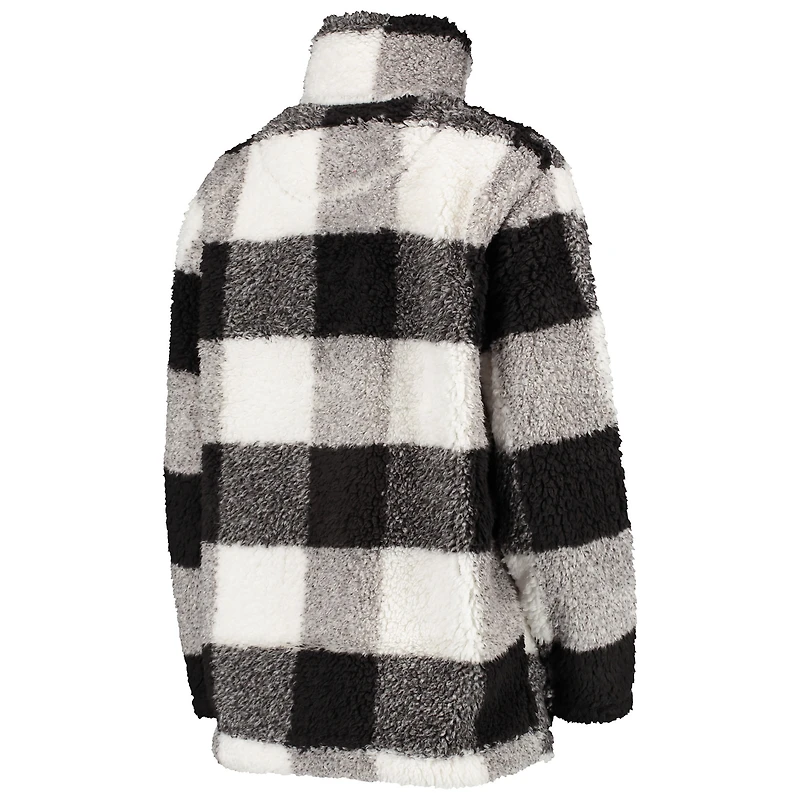 Women's G-III 4Her by Carl Banks Black Minnesota Vikings Sherpa Plaid Quarter-Zip Jacket