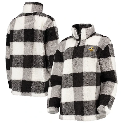 Veste G-III 4Her by Carl Banks noire pour femme Minnesota Vikings Sherpa Plaid Quarter-Zip