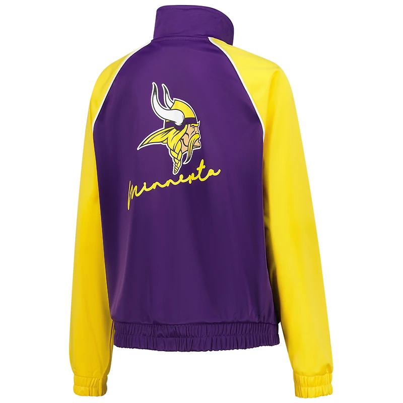 Veste de survêtement zippée intégrale G-III 4Her par Carl Banks pour femme, violette, motif Minnesota Vikings Replay