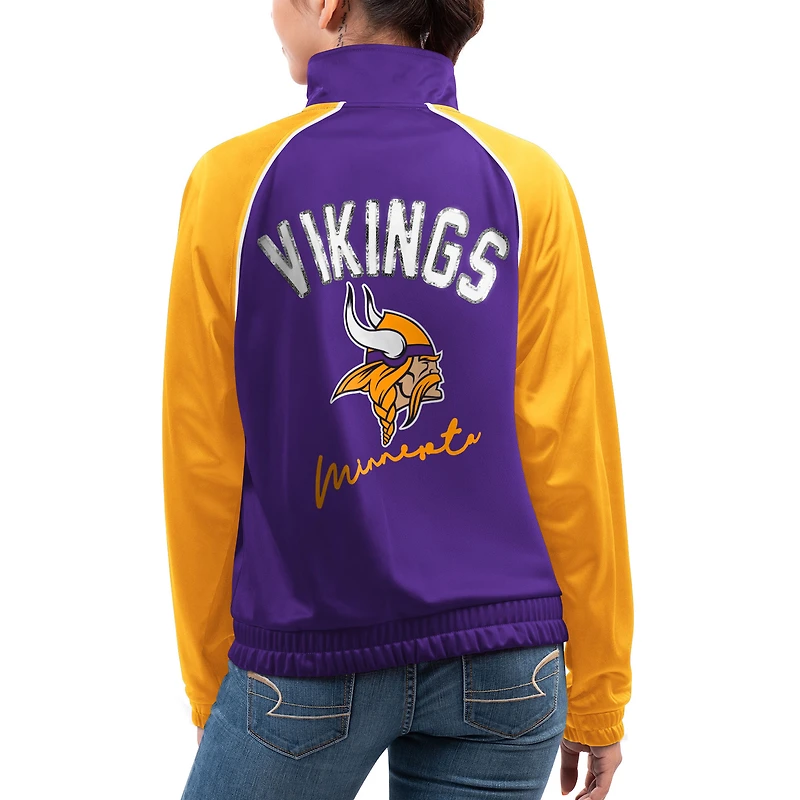 Veste de survêtement entièrement zippée Dolman pour femme G-III 4Her by Carl Banks Violet Minnesota Vikings Showup Fashion