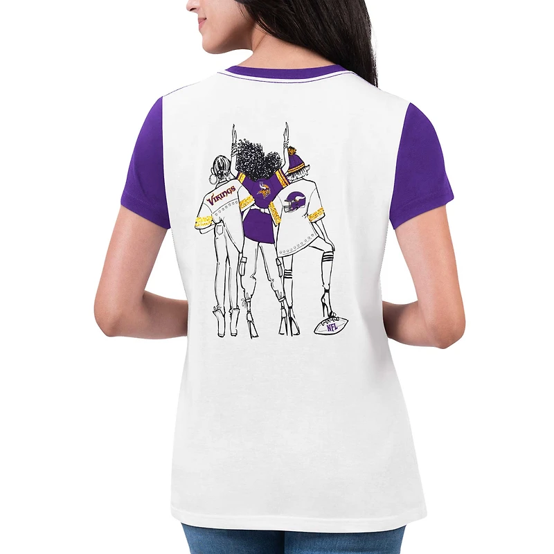 Women's G-III 4Her by Carl Banks White Minnesota Vikings Fashion Illustration T-Shirt