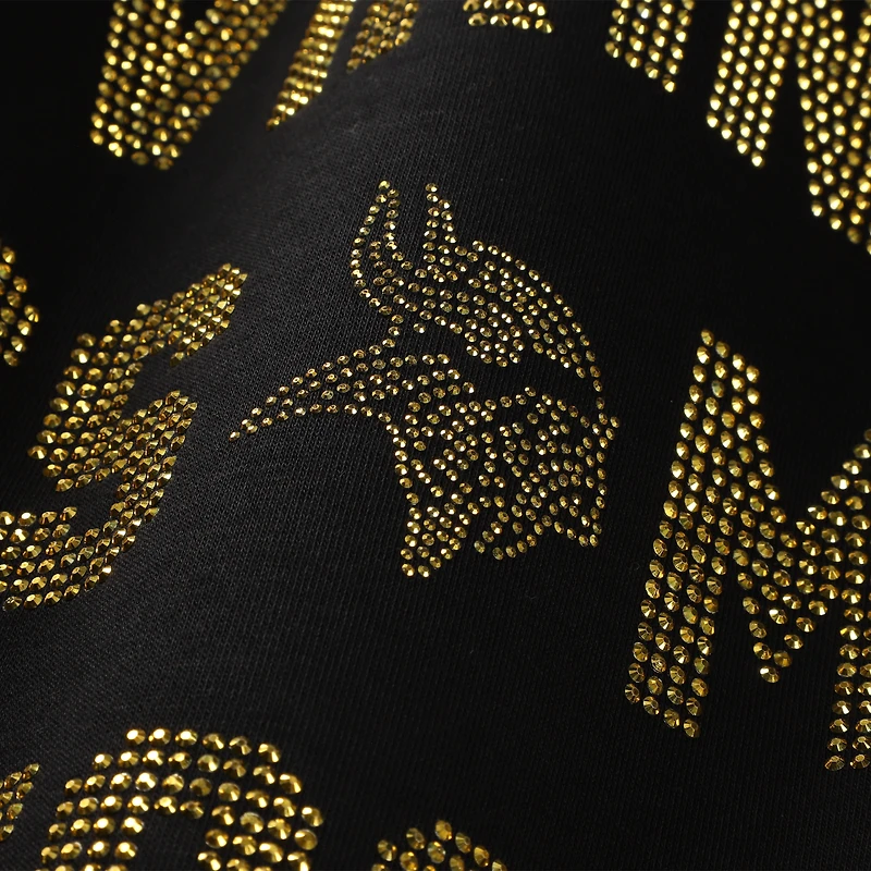 Sweat-shirt surdimensionné noir Gameday Couture pour femme avec texte en strass des Vikings du Minnesota