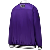 Veste aviateur surdimensionnée à boutons-pression et strass pour femme Gameday Couture violet/blanc des Minnesota Vikings