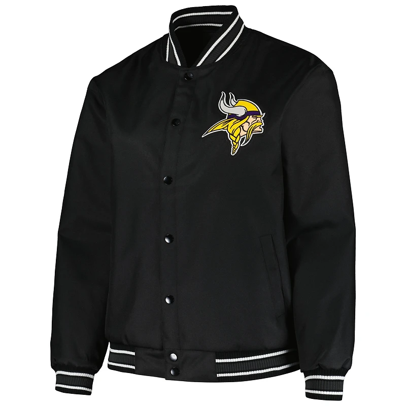 Veste noire à bouton-pression grande taille JH Design pour femmes des Vikings du Minnesota