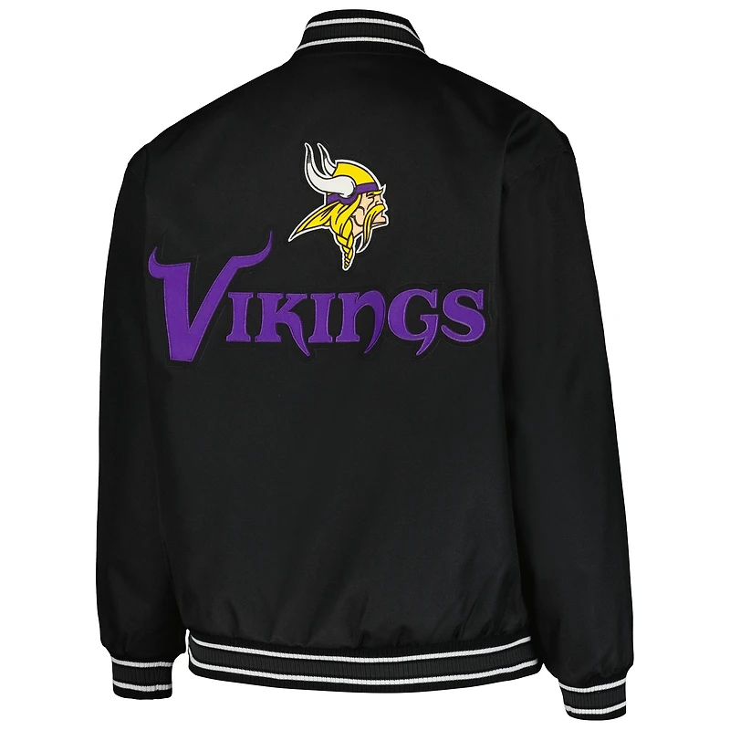 Veste noire à bouton-pression grande taille JH Design pour femmes des Vikings du Minnesota