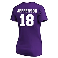 Women's Justin Jefferson Purple Minnesota Vikings Plus Fair Catch Name & Number Scoop Neck T-Shirt