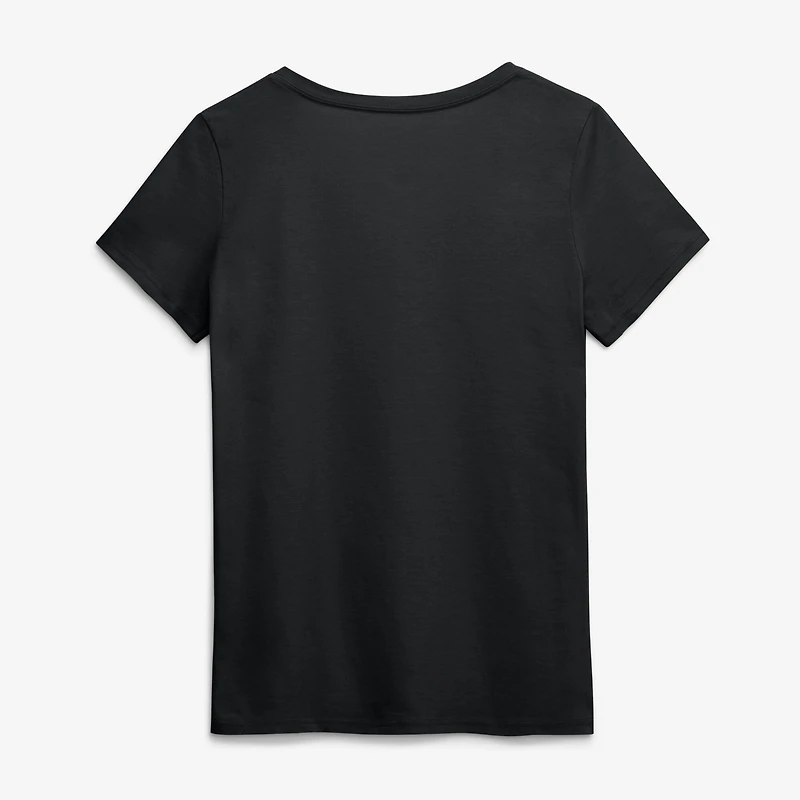 T-shirt à col en V noir logo principal des Vikings du Minnesota pour femme
