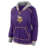 Women's Logo Athletic Purple Minnesota Vikings Boom Fleece Pullover V-Neck Hoodie