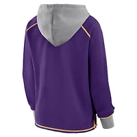 Women's Logo Athletic Purple Minnesota Vikings Boom Fleece Pullover V-Neck Hoodie