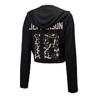 Majestic Threads pour femmes Justin Jefferson Noir Minnesota Vikings Léopard Nom et numéro du joueur Sweat à capuche court manches longues