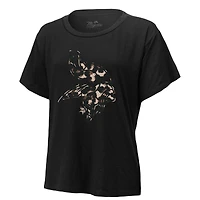 T-shirt Majestic Threads pour femmes Justin Jefferson, noir, Minnesota Vikings, léopard, nom et numéro du joueur