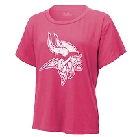 T-shirt Majestic Threads pour femmes Justin Jefferson rose Minnesota Vikings nom et numéro