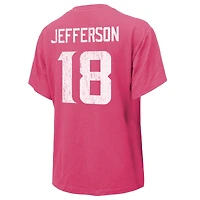 T-shirt Majestic Threads pour femmes Justin Jefferson rose Minnesota Vikings nom et numéro