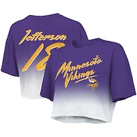 Majestic Threads pour femmes Justin Jefferson Violet/Blanc Minnesota Vikings Dip-Dye Nom et numéro du joueur Haut court