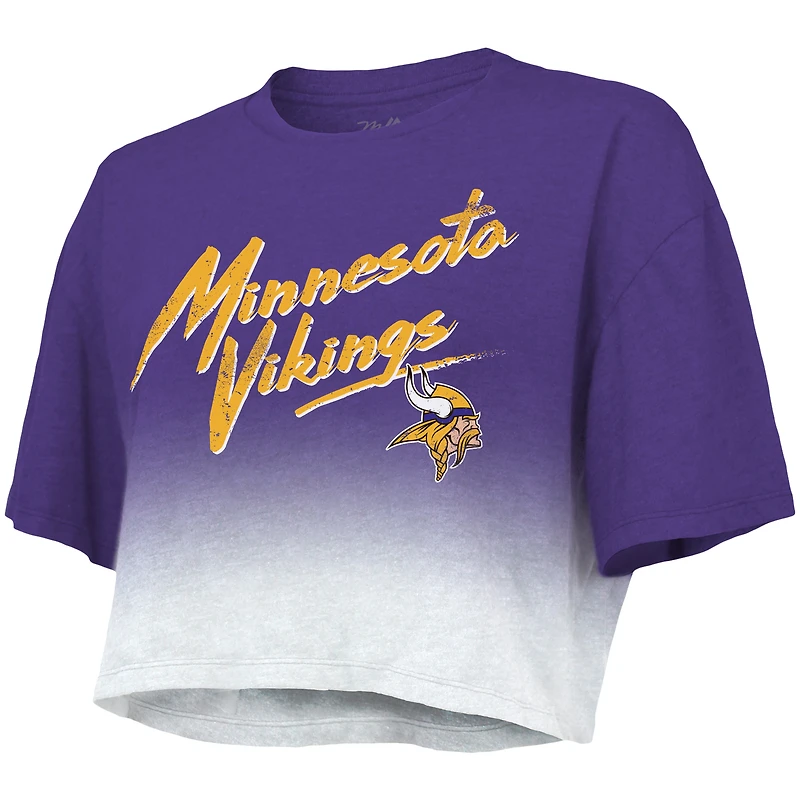 Women's Majestic Threads Justin Jefferson Purple/White Minnesota Vikings Dip-Dye Player Name & Number Crop Top