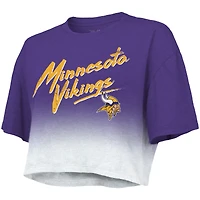 Women's Majestic Threads Justin Jefferson Purple/White Minnesota Vikings Dip-Dye Player Name & Number Crop Top