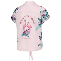 Women's Margaritaville Pink Minnesota Vikings Stadium Tie-Front Button-Up Shirt