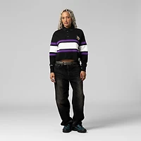 Polo de rugby court à manches longues Mitchell & Ness noir Minnesota Vikings pour femme