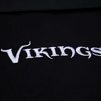 Women's Mitchell & Ness  Black Minnesota Vikings Cropped Long Sleeve Rugby Polo