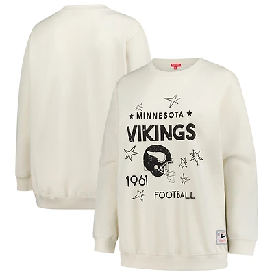 Women's Mitchell & Ness Cream Minnesota Vikings Plus Shooting Star Sweatshirt