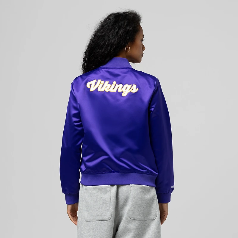 Veste en satin violet à boutons-pression pour femme Mitchell & Ness des Vikings du Minnesota