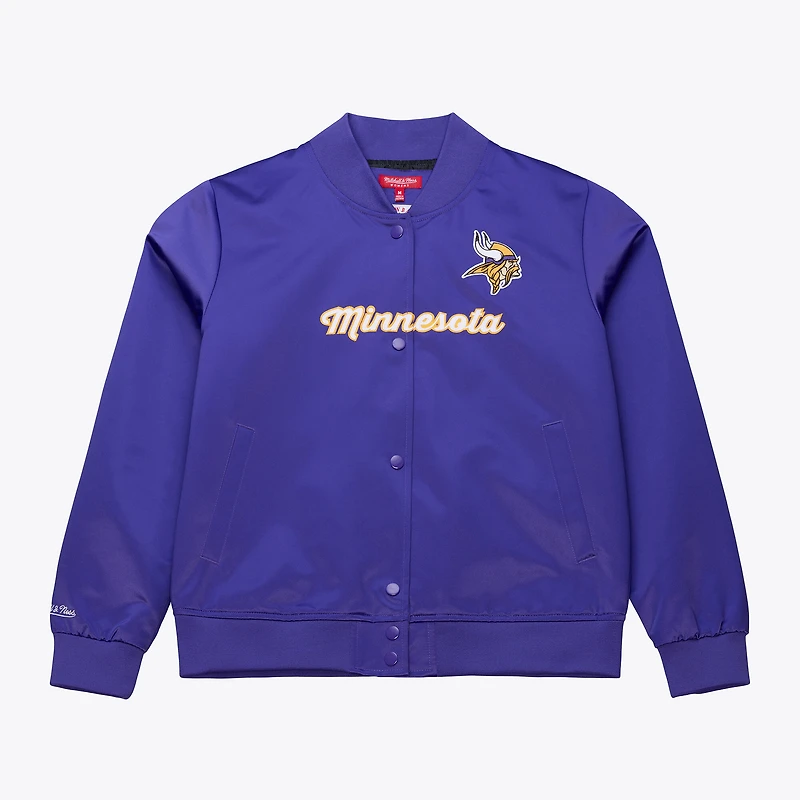 Women's Mitchell & Ness  Purple Minnesota Vikings Full-Snap Satin Jacket